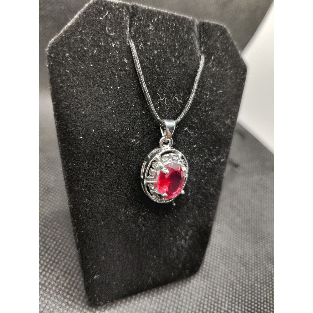 925 Red Rhinestone Pendant - Picture 2 of 4
